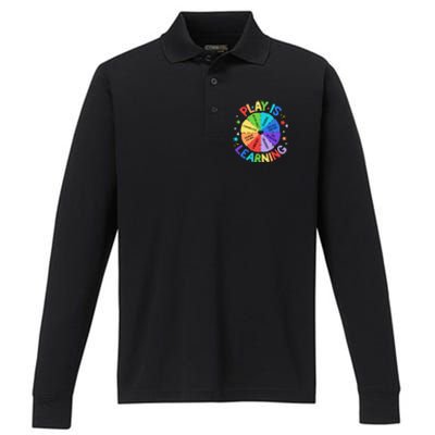 Play Is Learning Teacher Kindergarten Performance Long Sleeve Polo