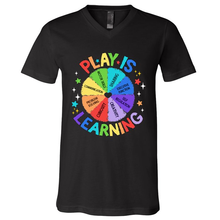 Play Is Learning Teacher Kindergarten V-Neck T-Shirt