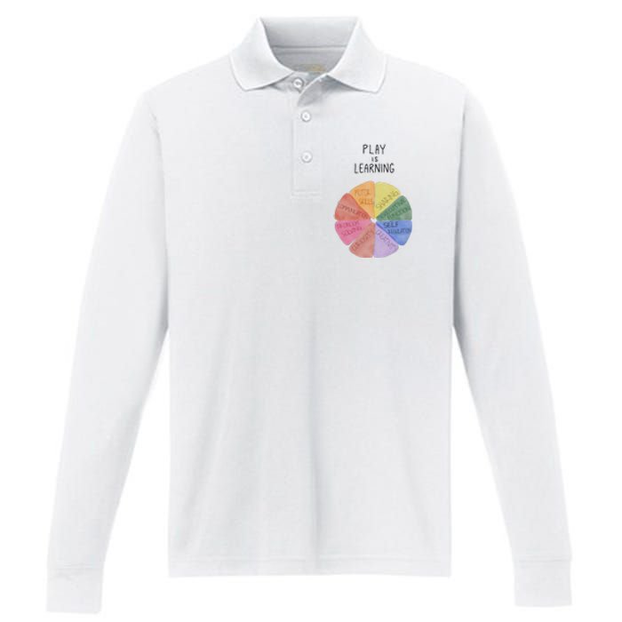 Play Is Learning Funny Teacher Performance Long Sleeve Polo