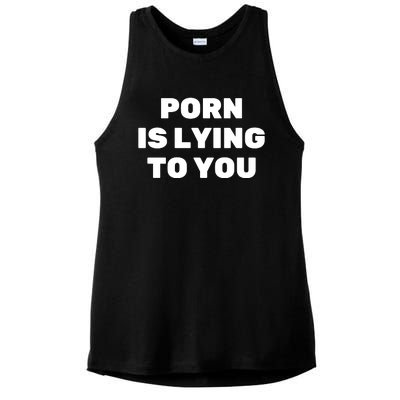 Porn Is Lying To You (Frontprint) Ladies PosiCharge Tri-Blend Wicking Tank