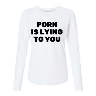 Porn Is Lying To You (Frontprint) Womens Cotton Relaxed Long Sleeve T-Shirt