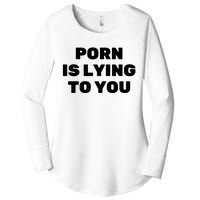 Porn Is Lying To You (Frontprint) Women's Perfect Tri Tunic Long Sleeve Shirt