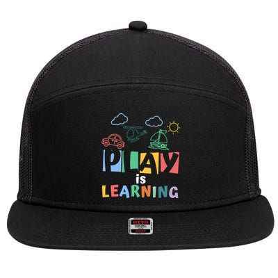 Play Is Learning Teacher Student Back To School 7 Panel Mesh Trucker Snapback Hat