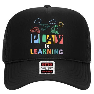 Play Is Learning Teacher Student Back To School High Crown Mesh Back Trucker Hat