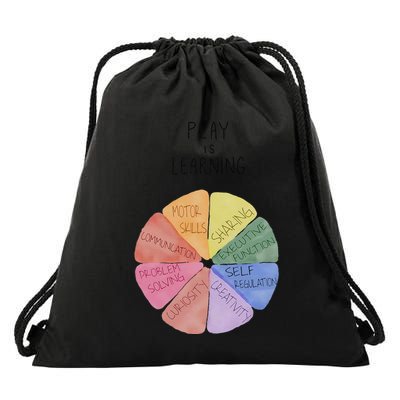 Play Is Learning Funny Teacher Drawstring Bag