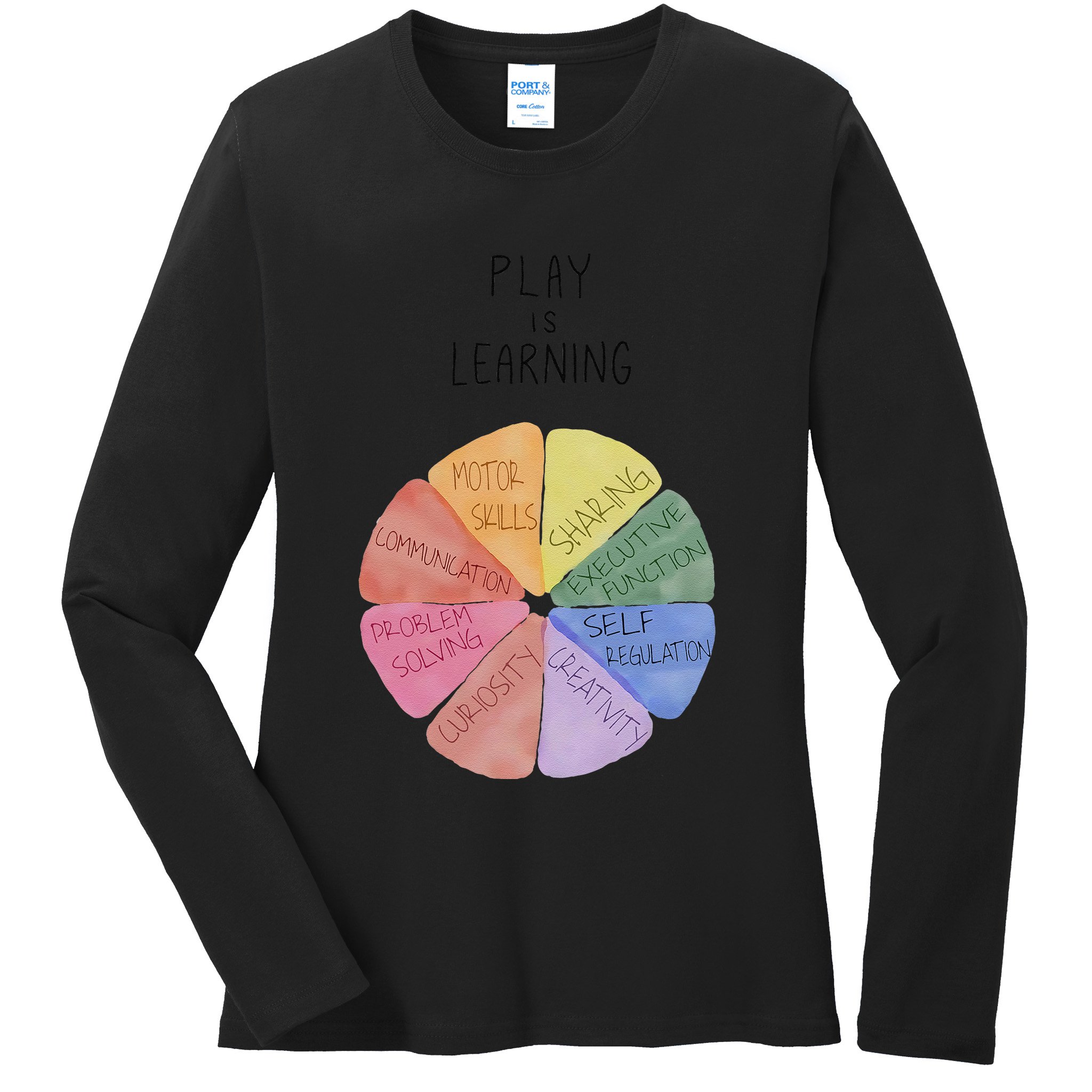 Play Is Learning Funny Teacher Ladies Long Sleeve Shirt