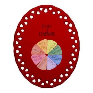 Play Is Learning Funny Teacher Ceramic Oval Ornament