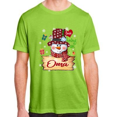 Personalized I Love Being Oma Snowman Grandma Xmas Long Sleeve Adult ChromaSoft Performance T-Shirt