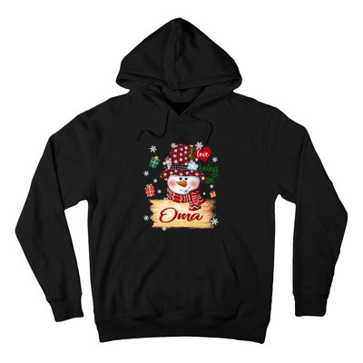 Personalized I Love Being Oma Snowman Grandma Xmas Long Sleeve Hoodie