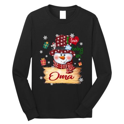 Personalized I Love Being Oma Snowman Grandma Xmas Long Sleeve Long Sleeve Shirt