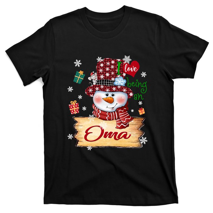 Personalized I Love Being Oma Snowman Grandma Xmas Long Sleeve T-Shirt