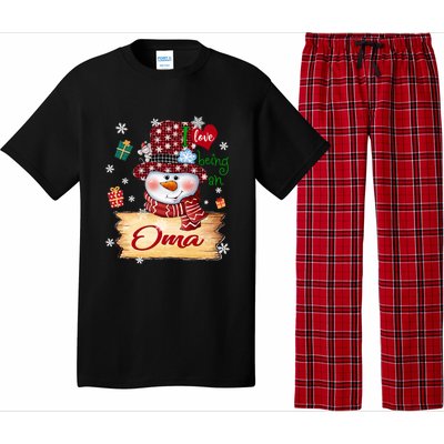 Personalized I Love Being Oma Snowman Grandma Xmas Long Sleeve Pajama Set