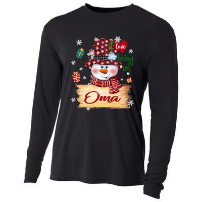 Personalized I Love Being Oma Snowman Grandma Xmas Long Sleeve Cooling Performance Long Sleeve Crew