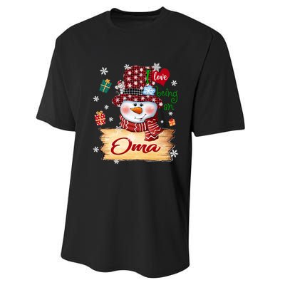 Personalized I Love Being Oma Snowman Grandma Xmas Long Sleeve Performance Sprint T-Shirt