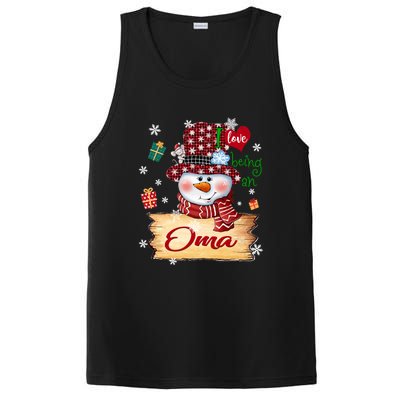 Personalized I Love Being Oma Snowman Grandma Xmas Long Sleeve PosiCharge Competitor Tank