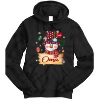 Personalized I Love Being Oma Snowman Grandma Xmas Long Sleeve Tie Dye Hoodie