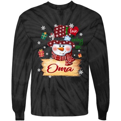 Personalized I Love Being Oma Snowman Grandma Xmas Long Sleeve Tie-Dye Long Sleeve Shirt