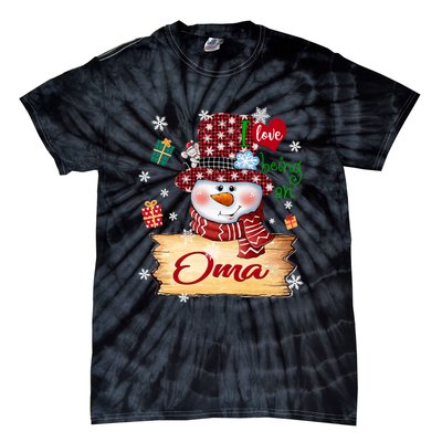 Personalized I Love Being Oma Snowman Grandma Xmas Long Sleeve Tie-Dye T-Shirt