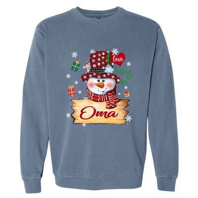 Personalized I Love Being Oma Snowman Grandma Xmas Long Sleeve Garment-Dyed Sweatshirt