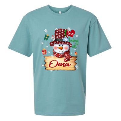 Personalized I Love Being Oma Snowman Grandma Xmas Long Sleeve Sueded Cloud Jersey T-Shirt