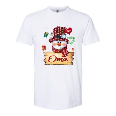 Personalized I Love Being Oma Snowman Grandma Xmas Long Sleeve Softstyle® CVC T-Shirt