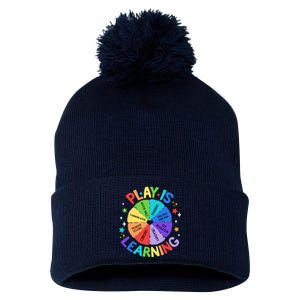 Play Is Learning Teachers Preschool Kindergartner Pom Pom 12in Knit Beanie