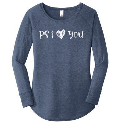 Ps I Love You Day Vintage I Heart You Women's Perfect Tri Tunic Long Sleeve Shirt