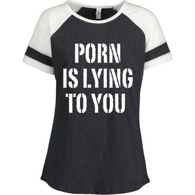 Porn Is Lying To You Enza Ladies Jersey Colorblock Tee