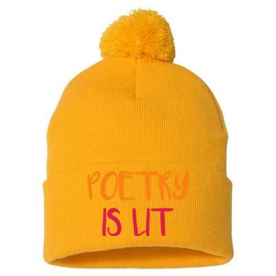 Poetry Is Lit Funny Writer Spoken Word Poet Gift Pom Pom 12in Knit Beanie