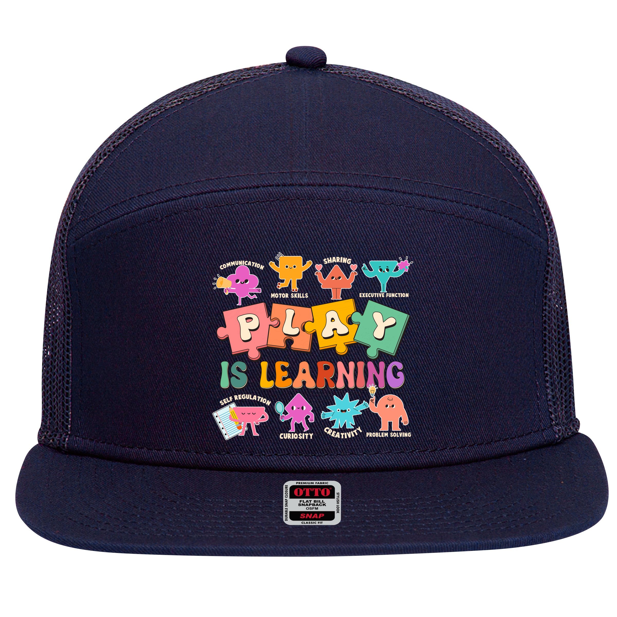 Play Is Learning Kindergarten Teacher Student Life 7 Panel Mesh Trucker Snapback Hat