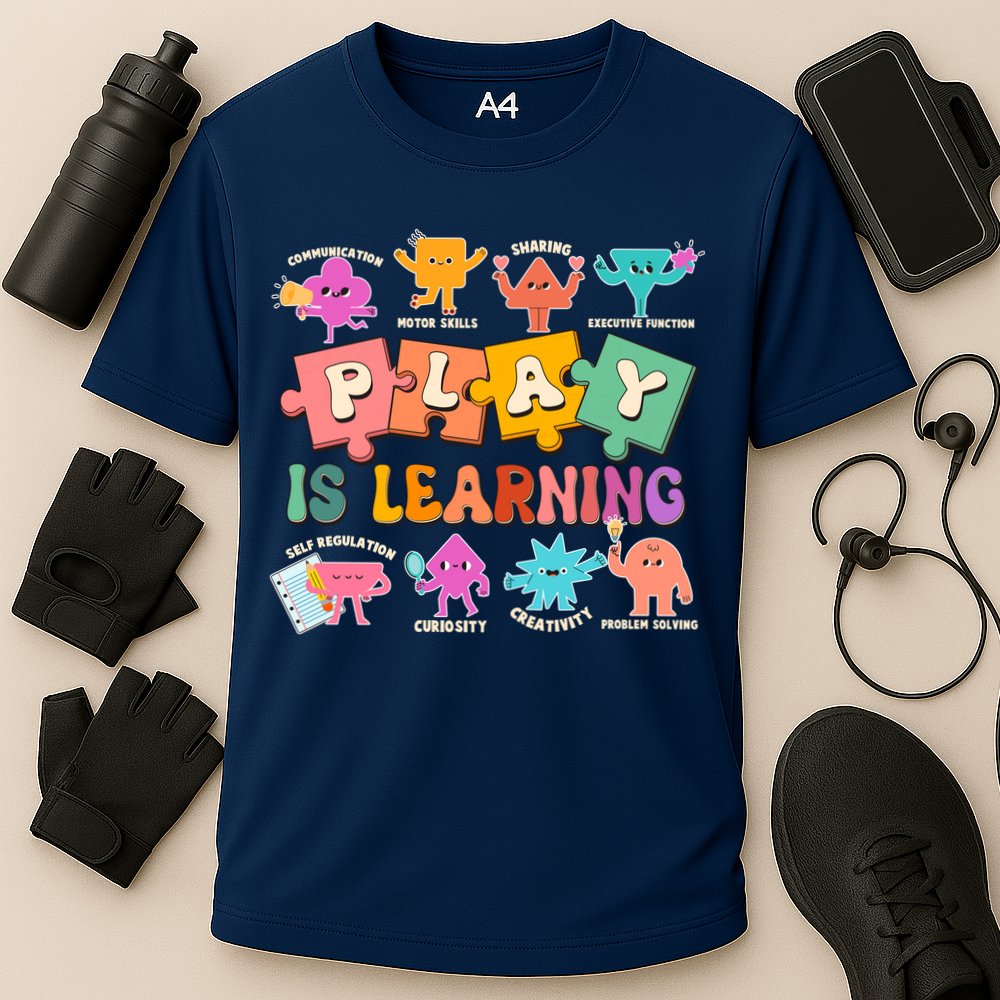 Play Is Learning Kindergarten Teacher Student Life Cooling Performance Crew T-Shirt