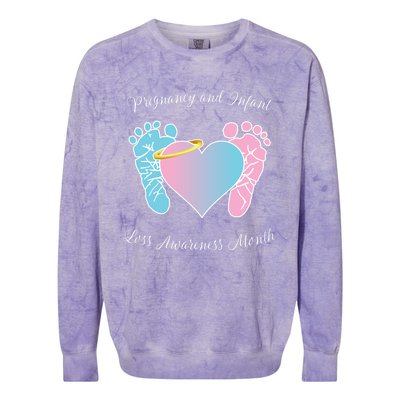 Pregnancy Infant Loss Awareness Month Footprint Halo Gift Colorblast Crewneck Sweatshirt