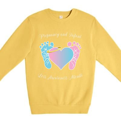 Pregnancy Infant Loss Awareness Month Footprint Halo Gift Premium Crewneck Sweatshirt