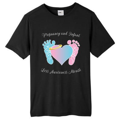 Pregnancy Infant Loss Awareness Month Footprint Halo Gift Tall Fusion ChromaSoft Performance T-Shirt