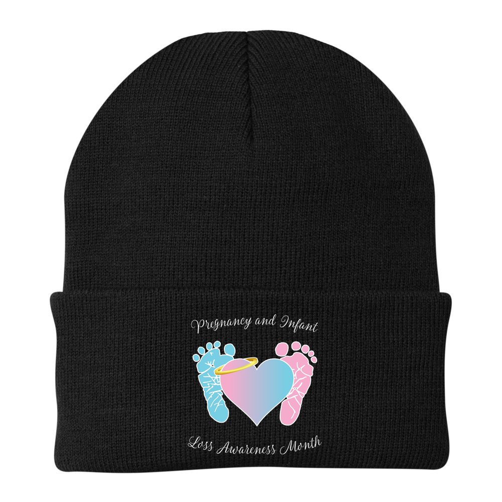 Pregnancy Infant Loss Awareness Month Footprint Halo Gift Beanie