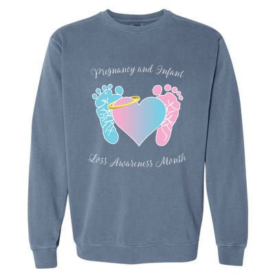 Pregnancy Infant Loss Awareness Month Footprint Halo Gift Garment-Dyed Sweatshirt