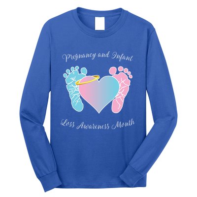 Pregnancy Infant Loss Awareness Month Footprint Halo Gift Long Sleeve Shirt