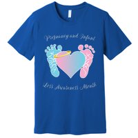 Pregnancy Infant Loss Awareness Month Footprint Halo Gift Premium T-Shirt