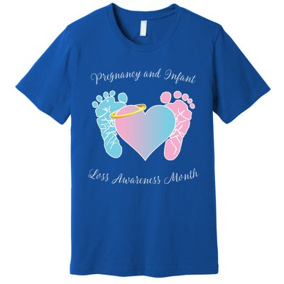 Pregnancy Infant Loss Awareness Month Footprint Halo Gift Premium T-Shirt