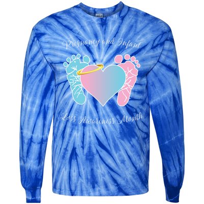 Pregnancy Infant Loss Awareness Month Footprint Halo Gift Tie-Dye Long Sleeve Shirt