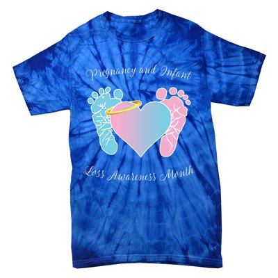 Pregnancy Infant Loss Awareness Month Footprint Halo Gift Tie-Dye T-Shirt