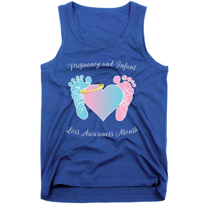 Pregnancy Infant Loss Awareness Month Footprint Halo Gift Tank Top