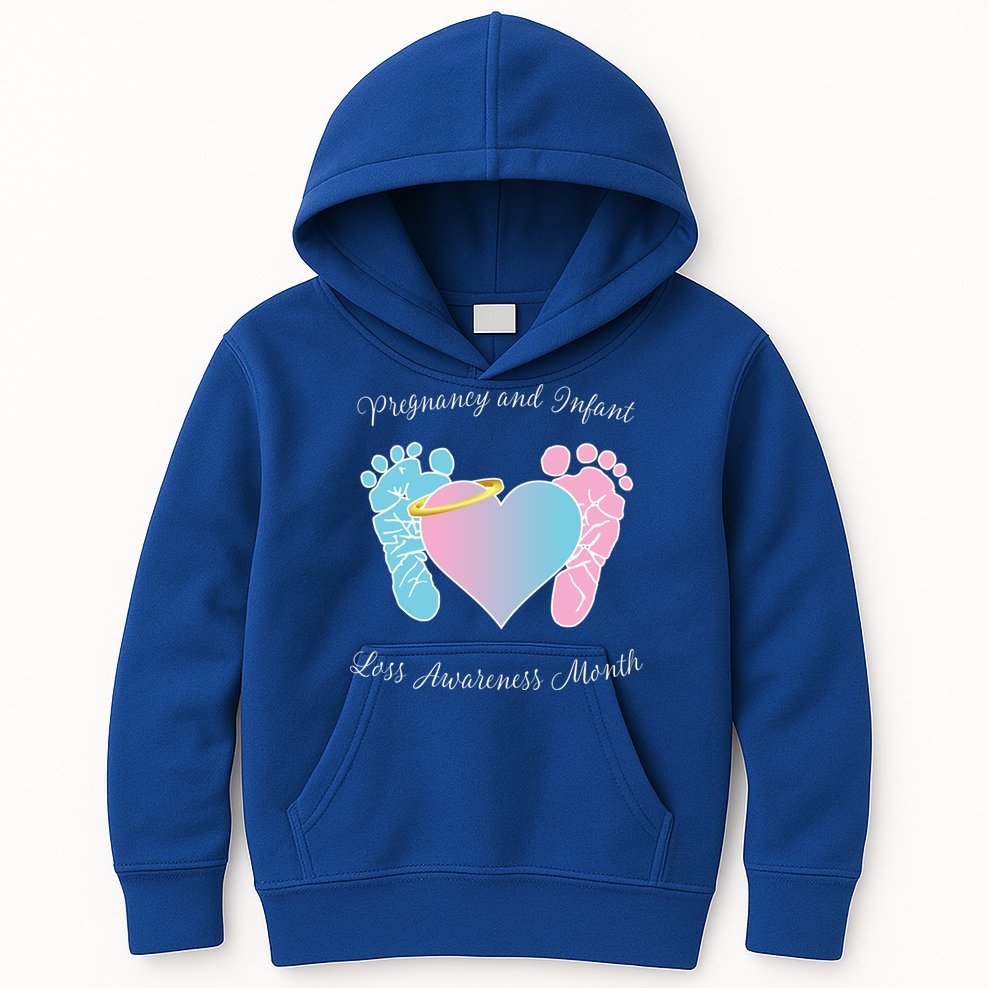 Pregnancy Infant Loss Awareness Month Footprint Halo Gift Kids Hoodie