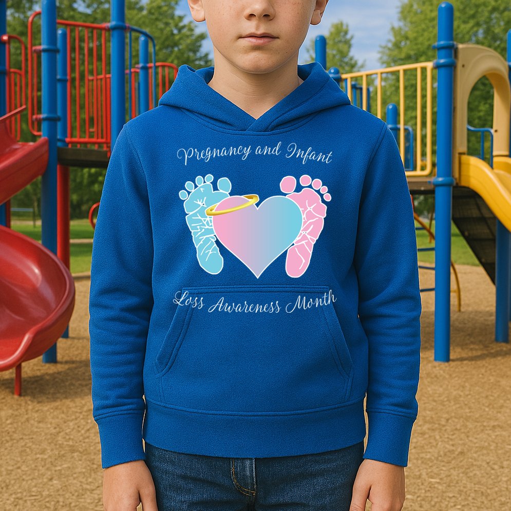 Pregnancy Infant Loss Awareness Month Footprint Halo Gift Kids Hoodie
