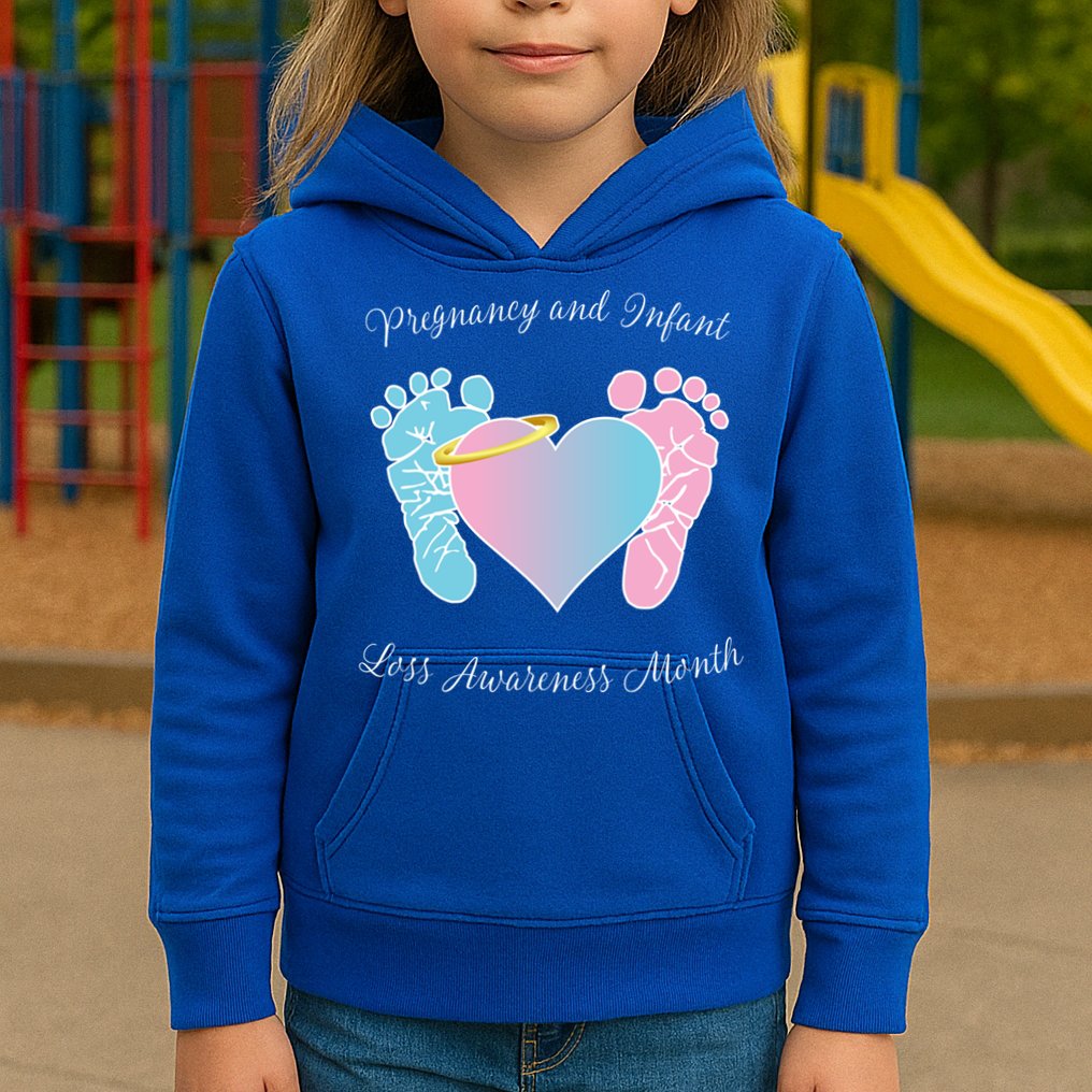 Pregnancy Infant Loss Awareness Month Footprint Halo Gift Kids Hoodie