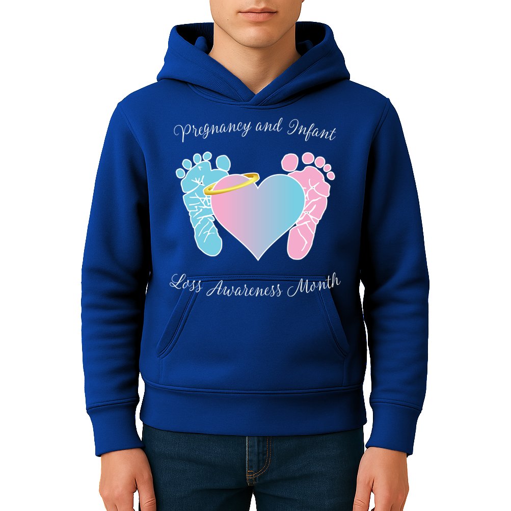 Pregnancy Infant Loss Awareness Month Footprint Halo Gift Kids Hoodie
