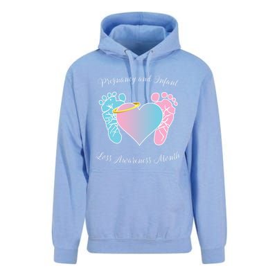 Pregnancy Infant Loss Awareness Month Footprint Halo Gift Unisex Surf Hoodie