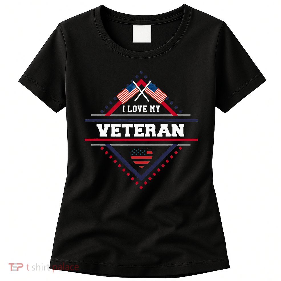 Patriotic I Love My Veteran Military Family Deployment Women's T-Shirt