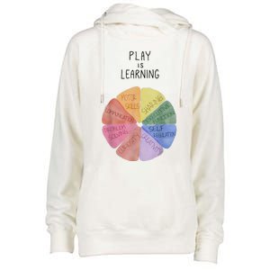 Play Is Learning Funny Teacher Womens Funnel Neck Pullover Hood