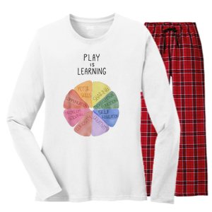 Play Is Learning Funny Teacher Women's Long Sleeve Flannel Pajama Set 